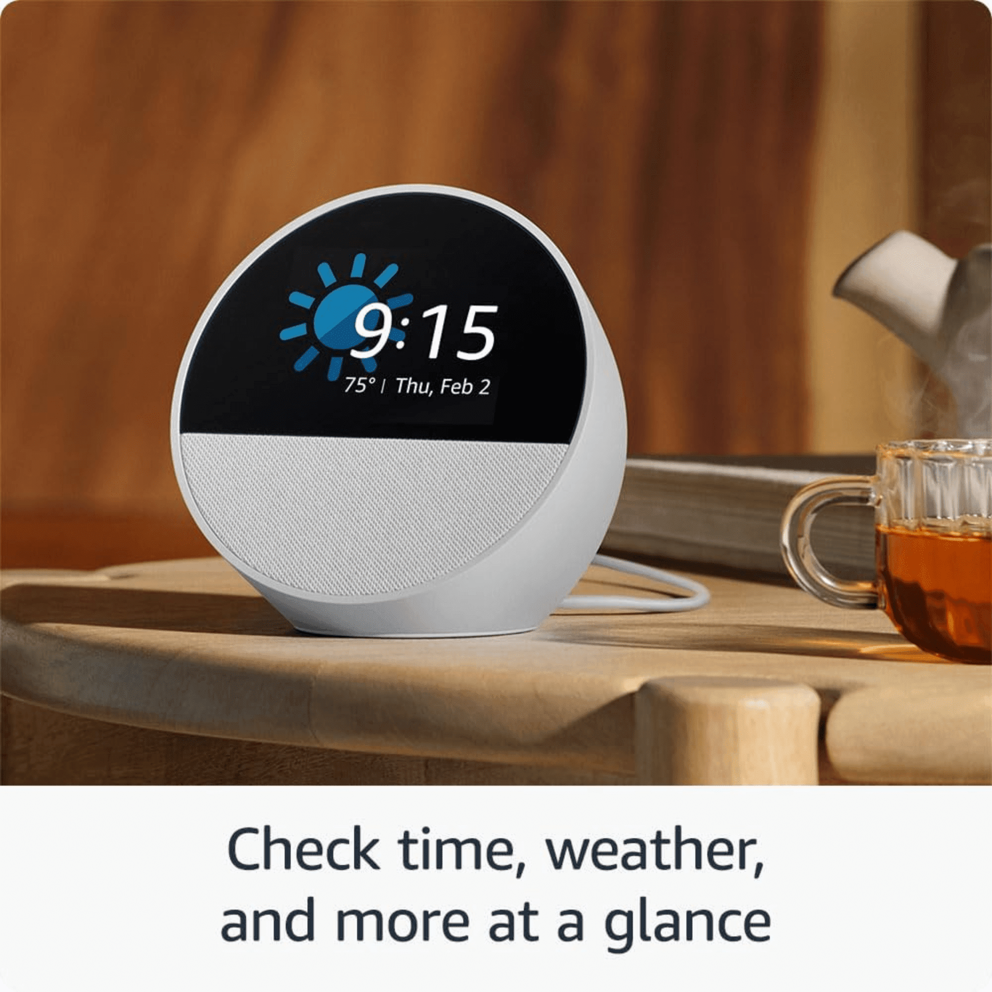 Amazon - Echo Spot (2024 release) - Glacier White (Parallel Import