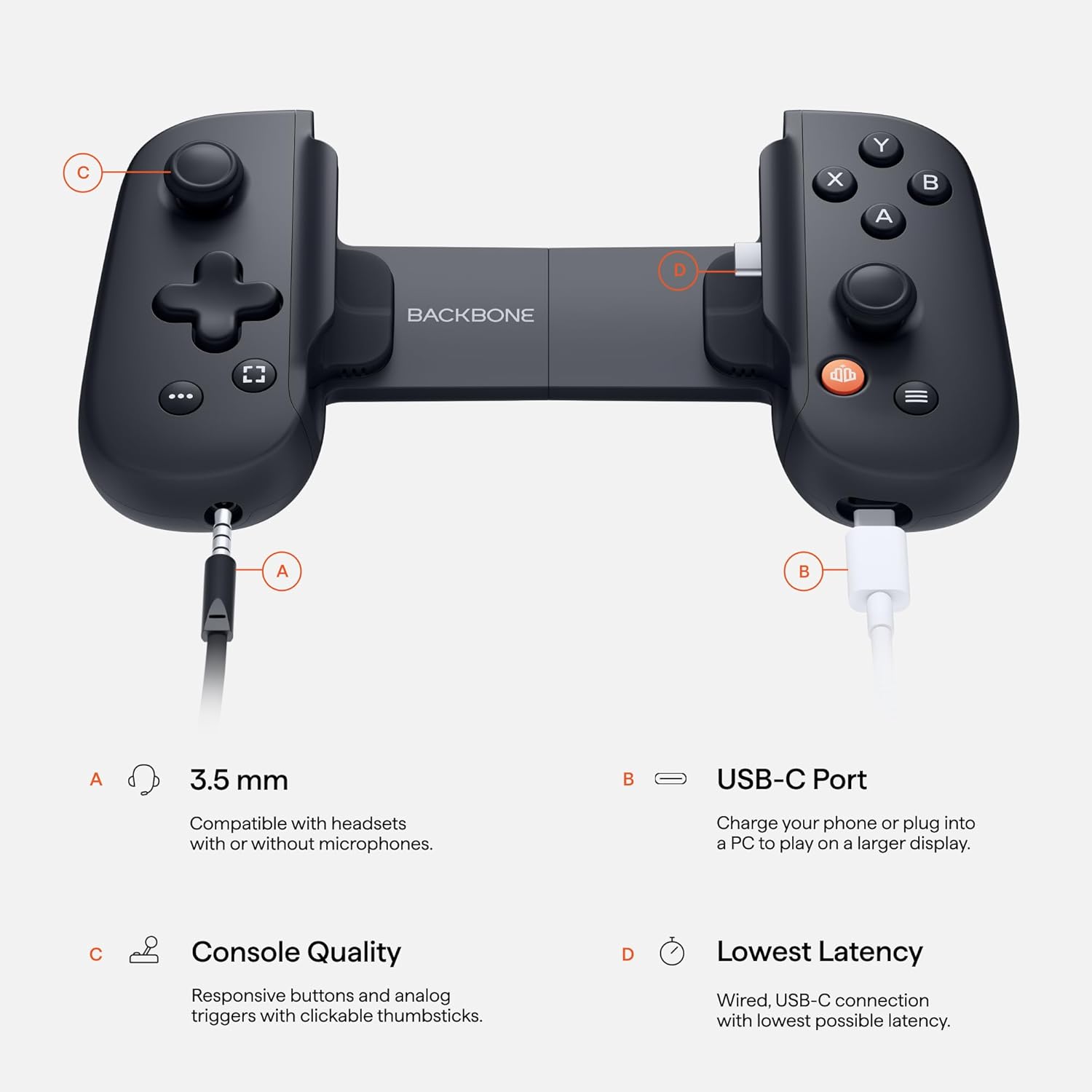 Backbone One V2 Controller (USB-C) Android or iPhone - Black